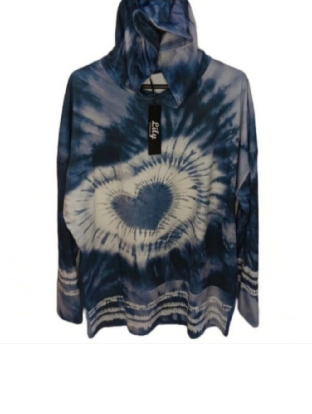 Lily by Firmiana Pullover Tie-Dye Hoodie | Heart | NWT
